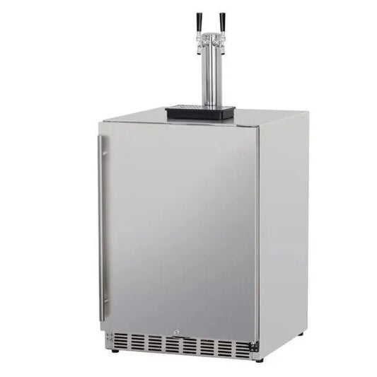 RCS Dual Tap Stainless Kegerator REFR6 - front view dual tap outdoor unit