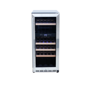 RCS Stainless Steel Wine Cooler Refrigerator with 15 Inch Glass Window Front