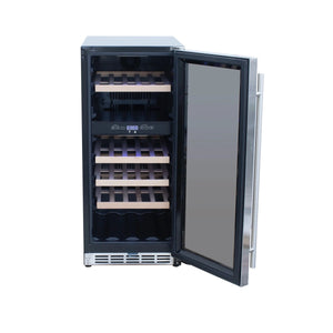 RCS Stainless Steel Wine Cooler Refrigerator with 15 Inch Glass Window Front