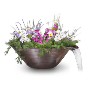 The Outdoor Plus 31" Remi Hammered Copper Planter with Water Bowl