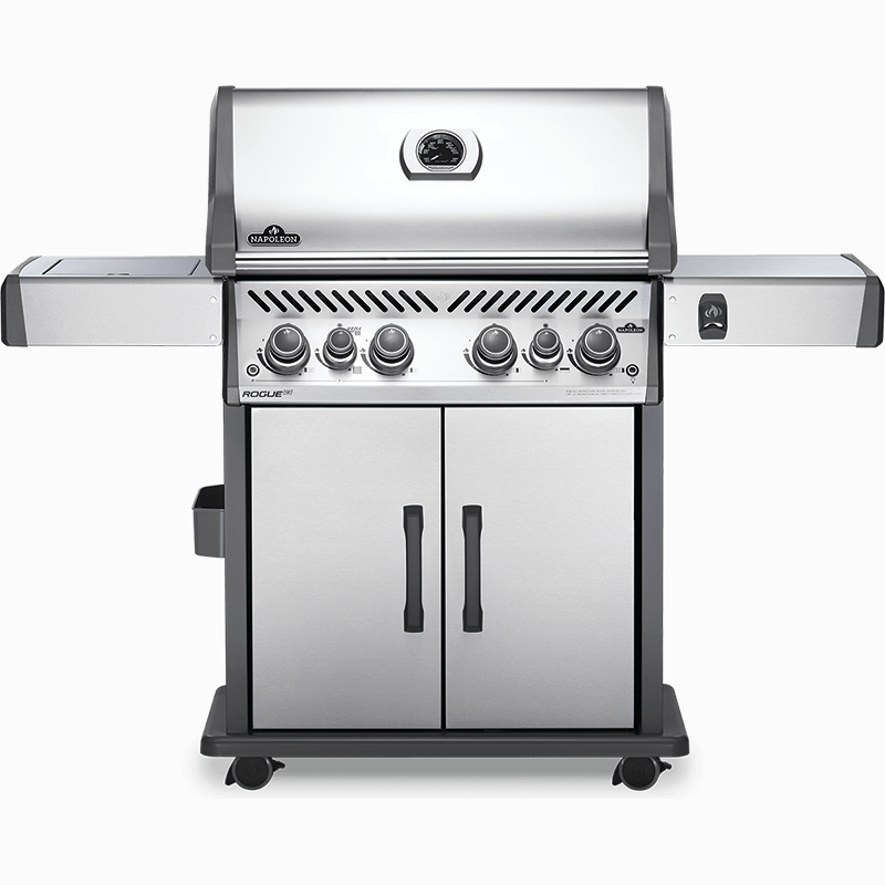 Napoleon Rogue SE 525 RSIB - Full grill view, stainless steel, knobs on