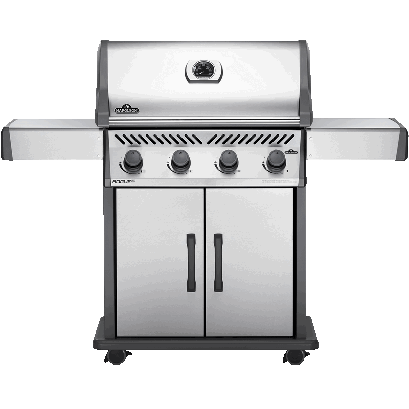 Napoleon ROGUE XT 525 with Smoker Box - Full grill view stainless steel