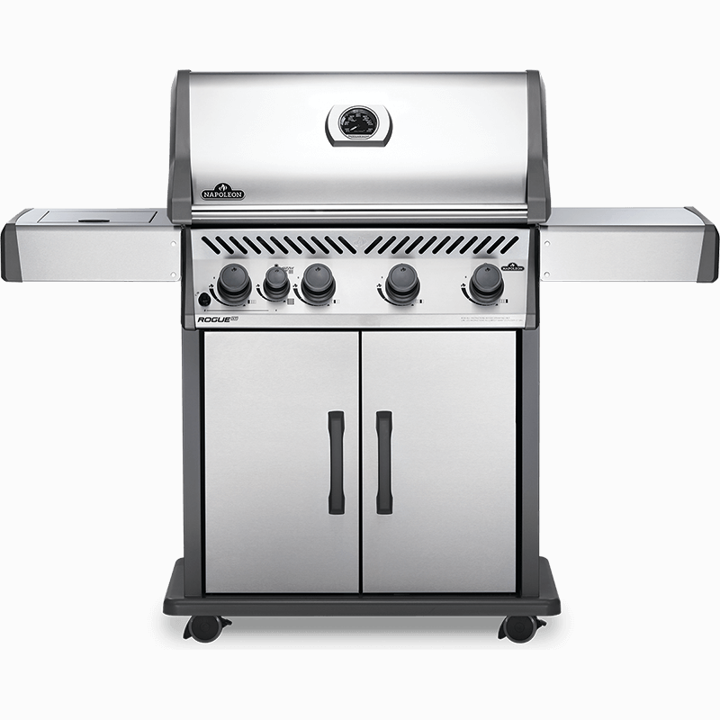 Napoleon ROGUE XT 525 SIB - Full grill view stainless steel with infrared side burner