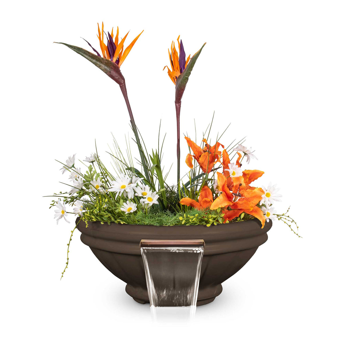 The Outdoor Plus 36" Roma GFRC Concrete Planter & Water Bowl