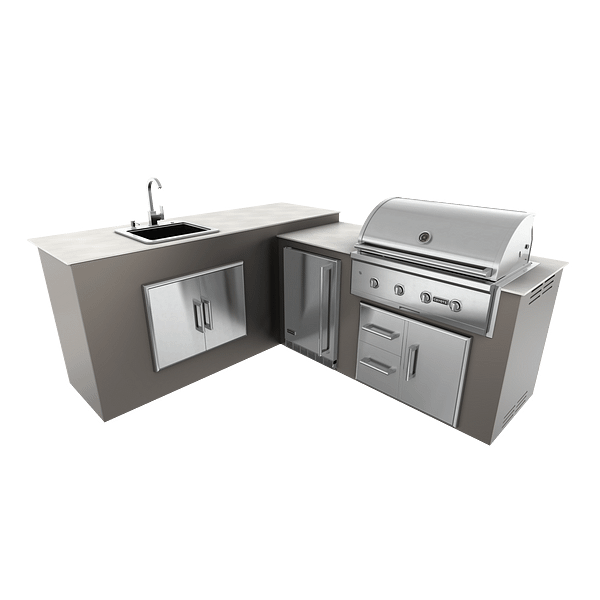 RTA Outdoor Living M6 L-Shape Refrigeration Island With Sink Bar Island