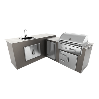 RTA Outdoor Living M6 L-Shape Refrigeration Island With Sink Bar Island
