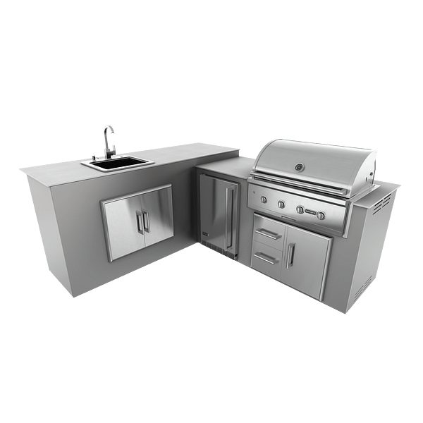 RTA Outdoor Living M6 L-Shape Refrigeration Island With Sink Bar Island