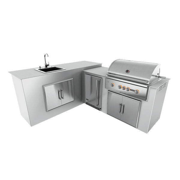 RTA Outdoor Living M6 L-Shape Refrigeration Island With Sink Bar Island