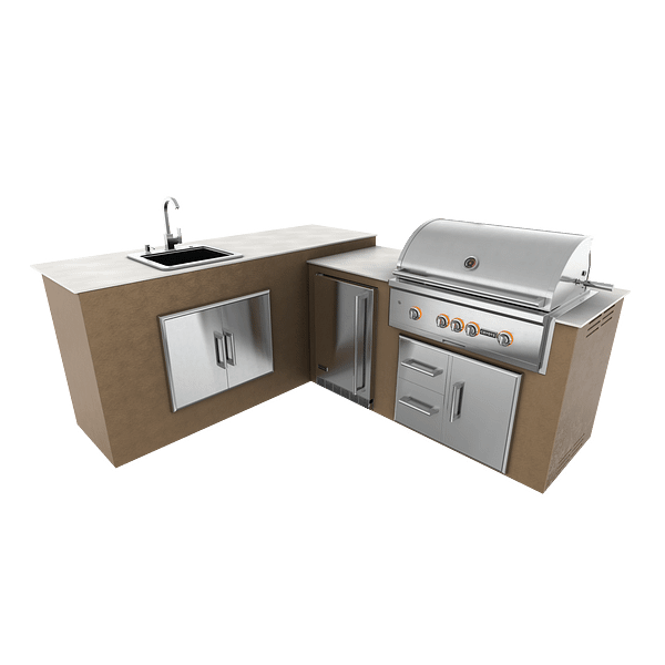 RTA Outdoor Living M6 L-Shape Refrigeration Island With Sink Bar Island