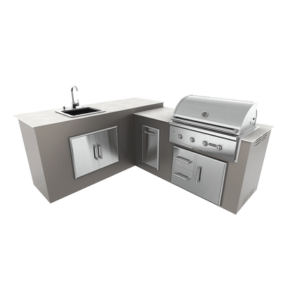 RTA Outdoor Living M6 L-Shape Island with Waste Bin With Sink Bar Island
