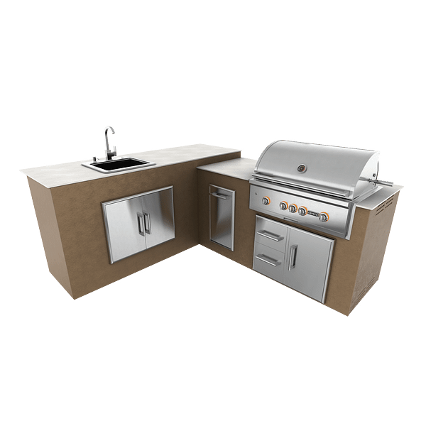 RTA Outdoor Living M6 L-Shape Island with Waste Bin With Sink Bar Island