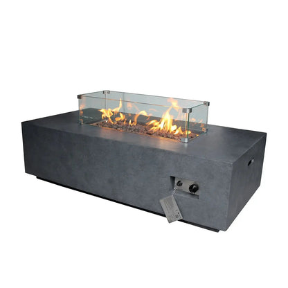Source Furniture Elements Rectangular 55 Inch Concrete Fire Pit, Dark Gray - SF-6202-697 - BetterPatio.com