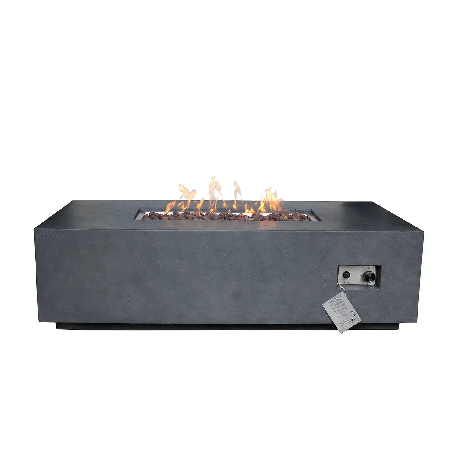 Source Furniture Elements Rectangular 55 Inch Concrete Fire Pit, Dark Gray - SF-6202-697 - BetterPatio.com
