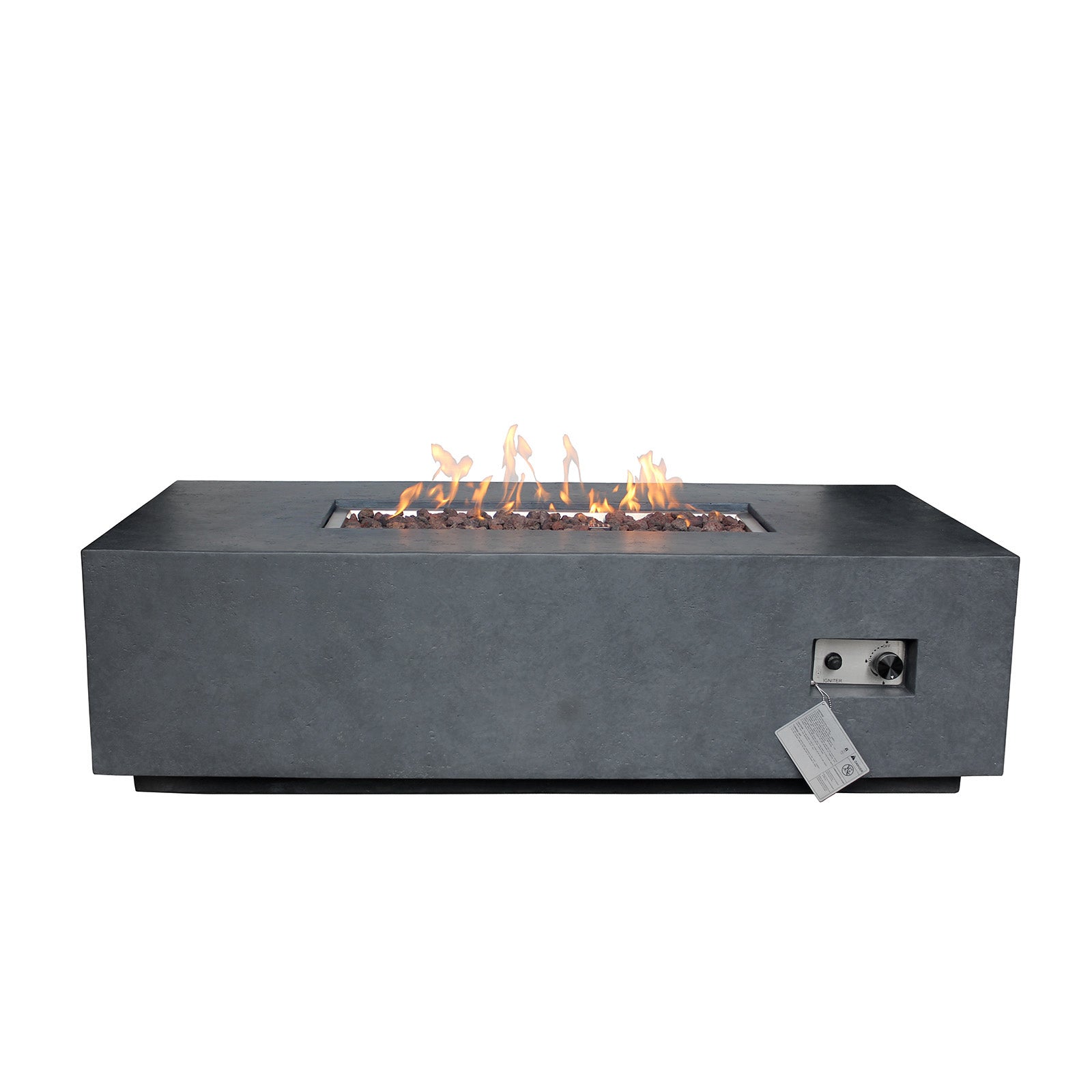 Source Furniture Elements Rectangular 55 Inch Concrete Fire Pit, Dark Gray - SF-6202-697 - BetterPatio.com