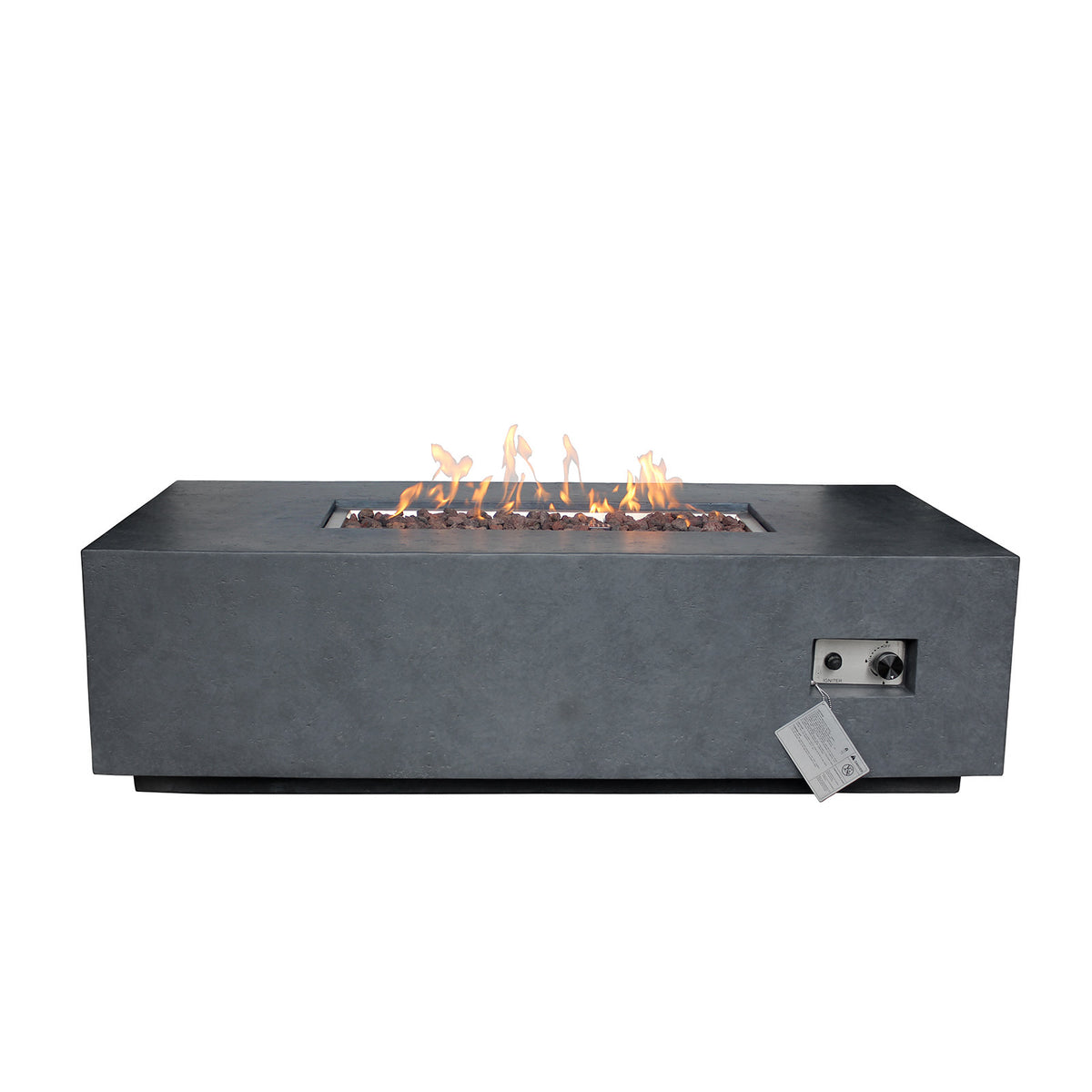 Source Furniture Elements Rectangular 55 Inch Concrete Fire Pit, Dark Gray - SF-6202-697 - BetterPatio.com
