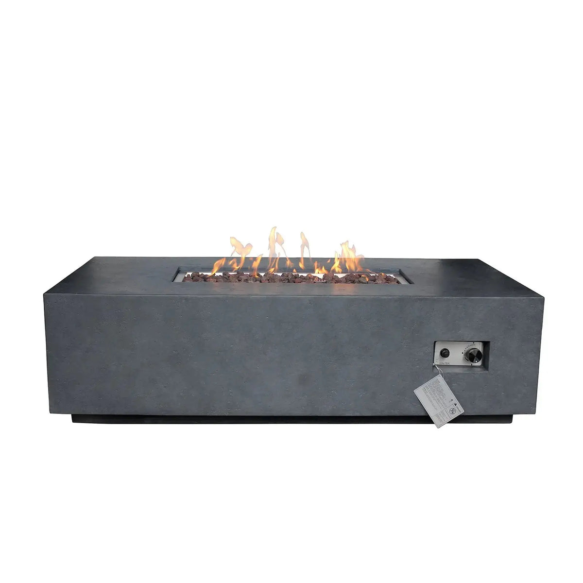 Source Furniture Elements Rectangular 55 Inch Concrete Fire Pit, Dark Gray - SF-6202-697 - BetterPatio.com