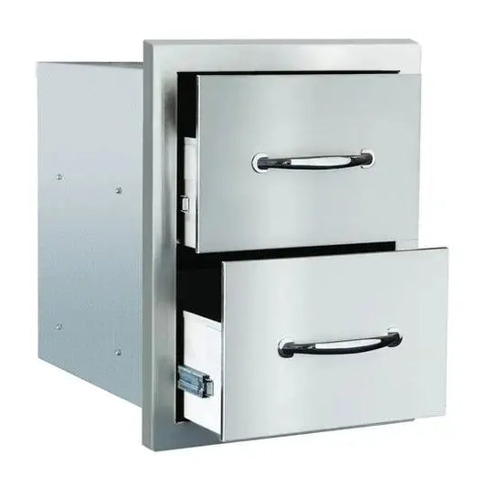 Summerset Professional Grills 17 inch Double Drawer with Masonry Frame Return SSDR2-17M - BetterPatio.com