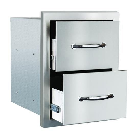 Summerset Professional Grills 17 inch Double Drawer with Masonry Frame Return SSDR2-17M - BetterPatio.com
