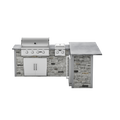RTA Outdoor Living G6 L-Shape Outdoor Kitchen Island with Coyote Grill, Side Burner, Refrigeration Bar and Waste Bin