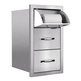 Summerset Professional Grills 17 inch Vertical 2 Drawer and Paper Towel Holder Combo with Masonry Frame Return SSTDC-17M