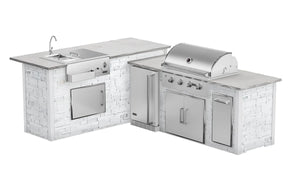 RTA Outdoor Living G7 L-Shaped Outdoor Kitchen Island with Coyote 36-Inch C-Series Grill, Fridge and Refreshment Bar