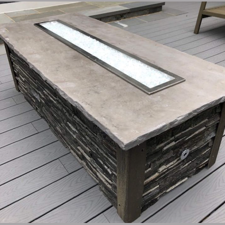 RTA Outdoor Living Rectangular Gas Fire Pit and Stacked Stone and Stone Gray RTAF-F5-G-SG - BetterPatio.com