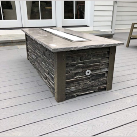 RTA Outdoor Living Rectangular Gas Fire Pit and Stacked Stone and Stone Gray RTAF-F5-G-SG - BetterPatio.com