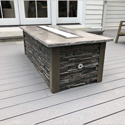 RTA Outdoor Living Rectangular Gas Fire Pit and Stacked Stone and Stone Gray RTAF-F5-G-SG - BetterPatio.com