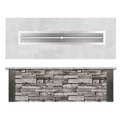 RTA Outdoor Living Rectangular Gas Fire Pit and Stacked Stone and Stone Gray RTAF-F5-G-SG - BetterPatio.com