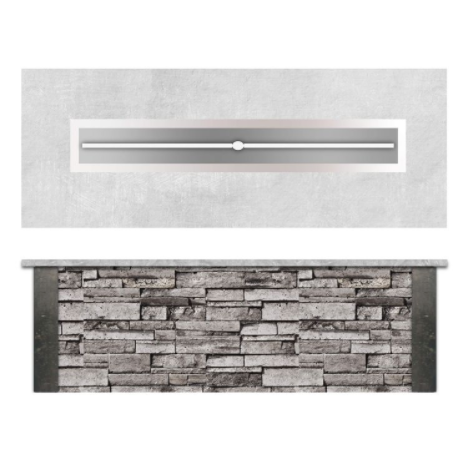 RTA Outdoor Living Rectangular Gas Fire Pit and Stacked Stone and Stone Gray RTAF-F5-G-SG - BetterPatio.com