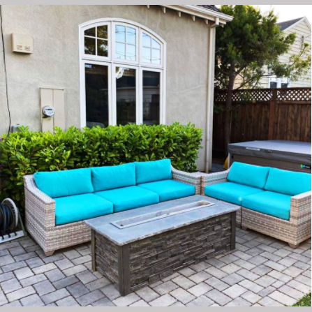 RTA Outdoor Living Rectangular Gas Fire Pit and Stacked Stone and Stone Gray RTAF-F5-G-SG - BetterPatio.com