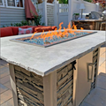 RTA Outdoor Living Fire Pit Table and  Stacked Stone and Stone Gray RTAF-F5-TG-SG