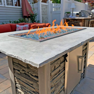 RTA Outdoor Living Fire Pit Table and  Stacked Stone and Stone Gray RTAF-F5-TG-SG - BetterPatio.com