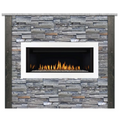 RTA Outdoor Living Linear Outdoor Fireplace and  Stacked Stone and Stone Gray RTAF-F5-LG-SG
