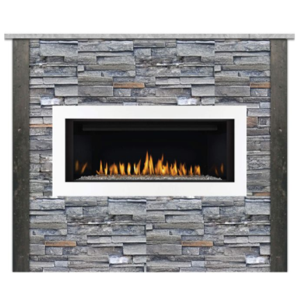 RTA Outdoor Living Linear Outdoor Fireplace and  Stacked Stone and Stone Gray RTAF-F5-LG-SG - BetterPatio.com