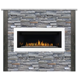 RTA Outdoor Living Linear Outdoor Fireplace and  Stacked Stone and Stone Gray RTAF-F5-LG-SG