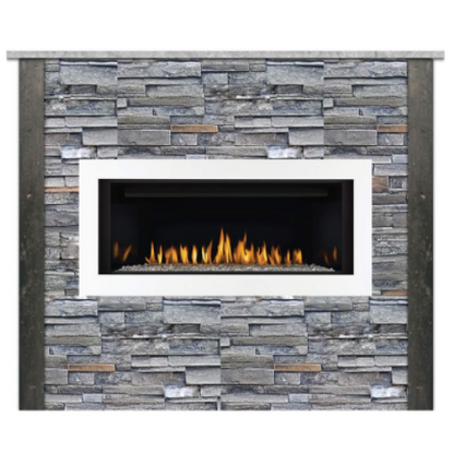 RTA Outdoor Living Linear Outdoor Fireplace and  Stacked Stone and Stone Gray RTAF-F5-LG-SG - BetterPatio.com