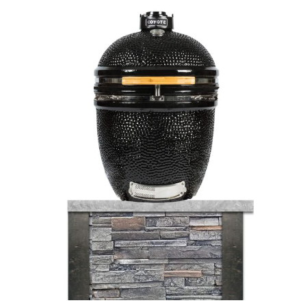 RTA Outdoor Living Built In Asado Stand and Stacked Stone and Stone Gray RTAC-K3-SG - BetterPatio.com