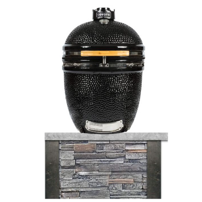 RTA Outdoor Living Built In Asado Stand and Stacked Stone and Stone Gray RTAC-K3-SG - BetterPatio.com