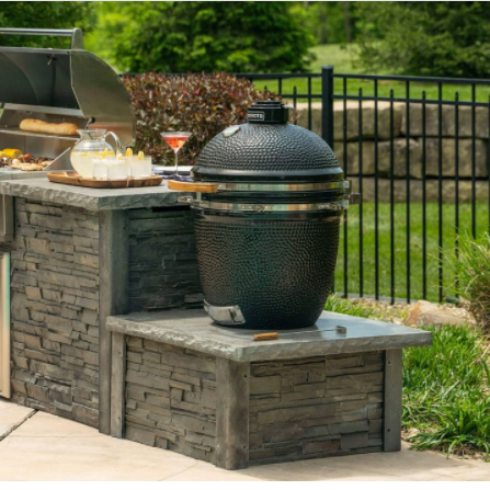 RTA Outdoor Living Built In Asado Stand and Stacked Stone and Stone Gray RTAC-K3-SG - BetterPatio.com