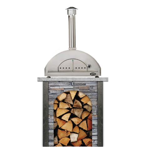 RTA Outdoor Living Wood Fired Pizza Oven Stand Stacked Stone and Stone Gray RTAP-P3-SG - BetterPatio.com