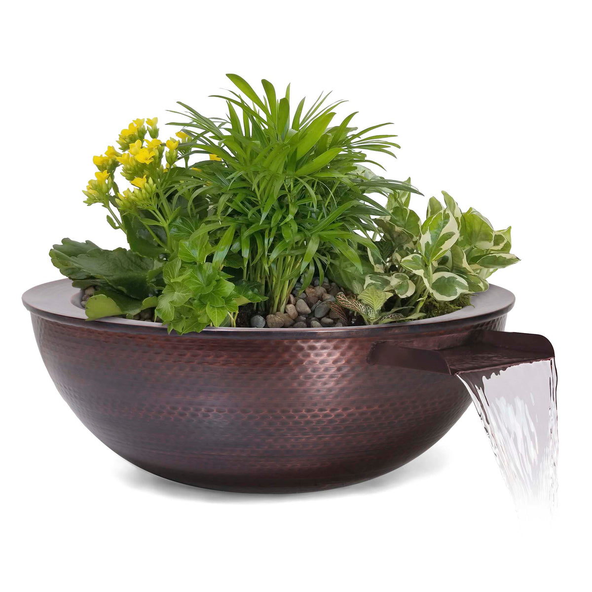 The Outdoor Plus 27" Sedona Hammered Copper Planter &amp; Water Bowl