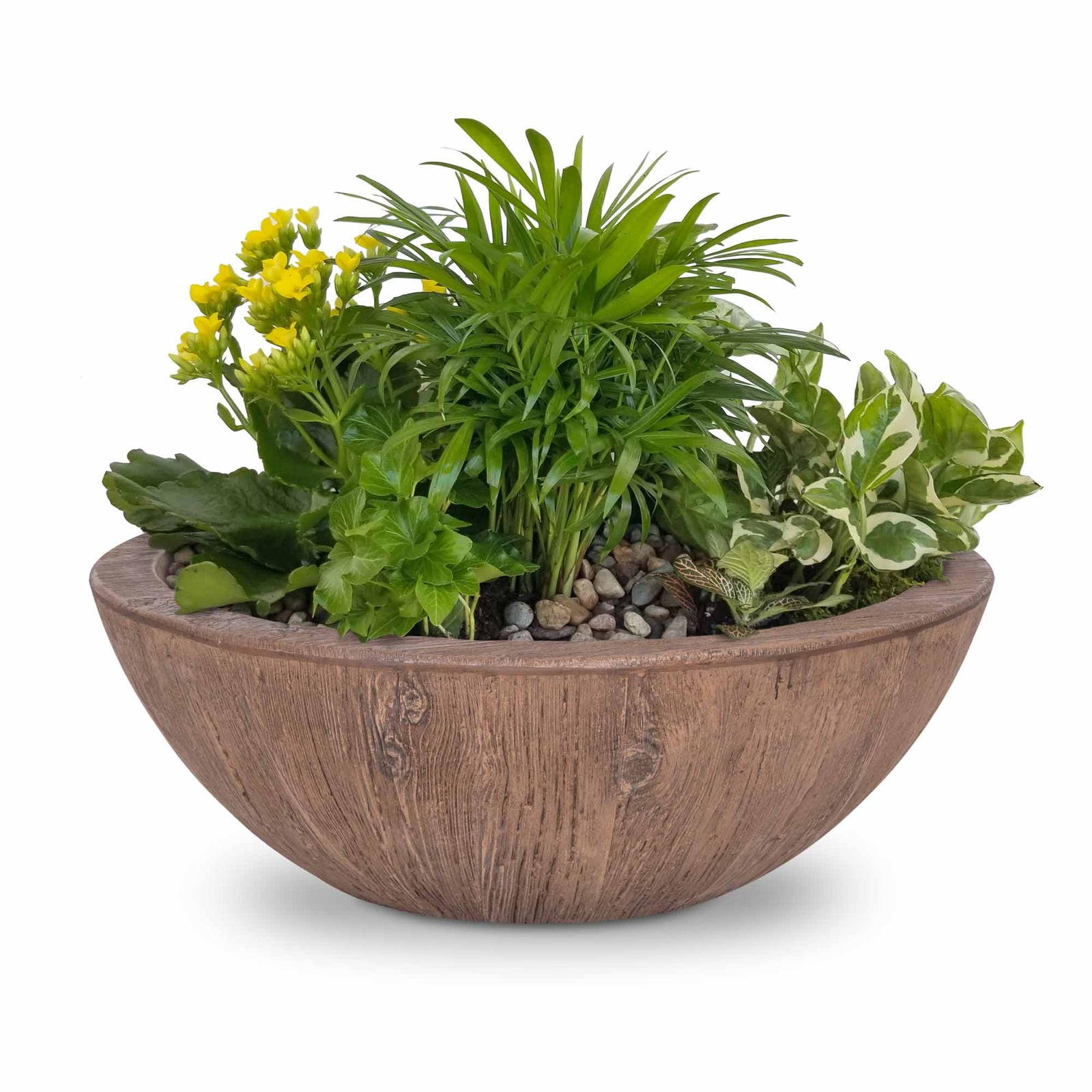 The Outdoor Plus 27" Sedona Wood Grain Planter Bowl