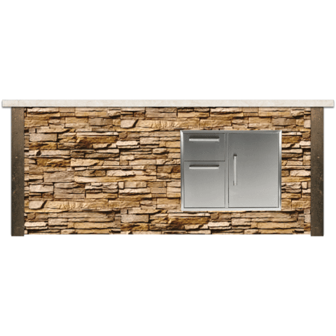 RTA Outdoor Living 8 ft Refrigeration Bar Island and Stacked Stone and Stone Gray RTAC-B8F-SG - BetterPatio.com