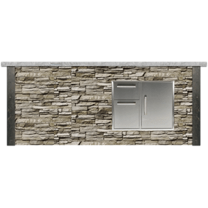 RTA Outdoor Living 8 ft Storage Bar Island and Stacked Stone and Stone Gray RTAC-B8S-SG - BetterPatio.com