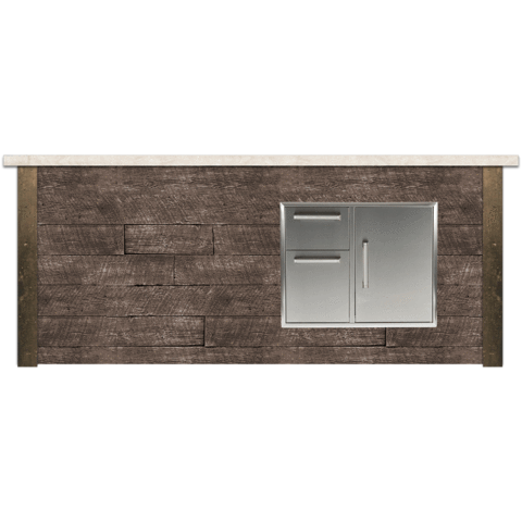 RTA Outdoor Living 8 ft Refrigeration Bar Island and Stacked Stone and Stone Gray RTAC-B8F-SG - BetterPatio.com