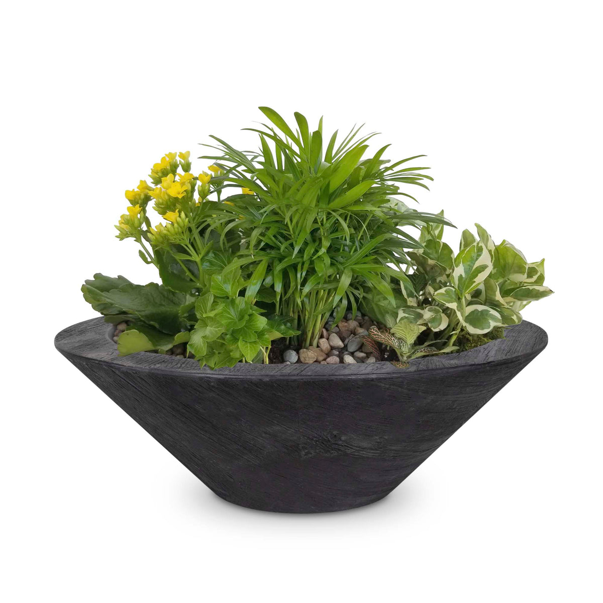 The Outdoor Plus 32" Cazo Wood Grain Planter Bowl