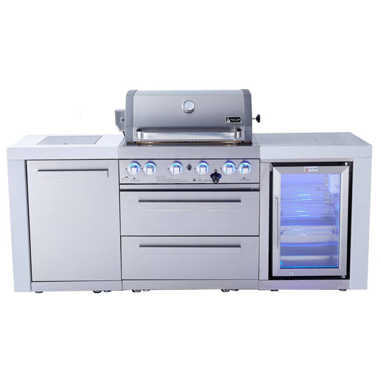 Mont Alpi Deluxe Island with Gas Grill, Outdoor Fridge - MAi400-DFC - BetterPatio.com