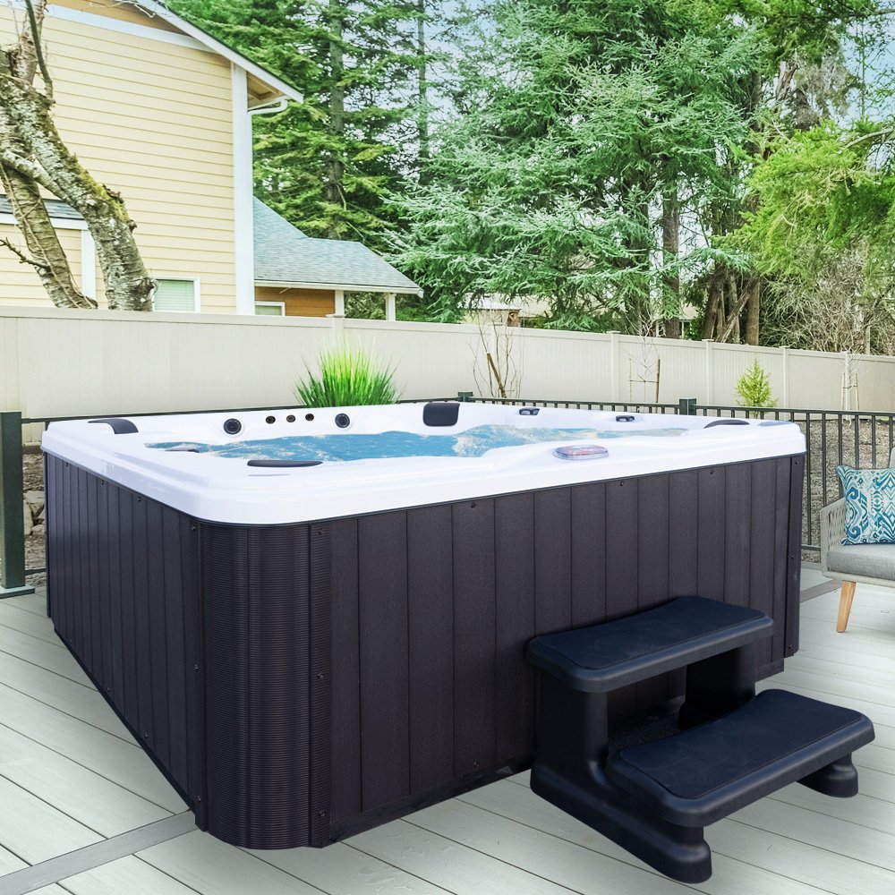 American SpasAmerican Spas Customizable 7 Person Hot Tub with Ozonator and Built In Speaker AM756 AMZ756B- BetterPatio.com