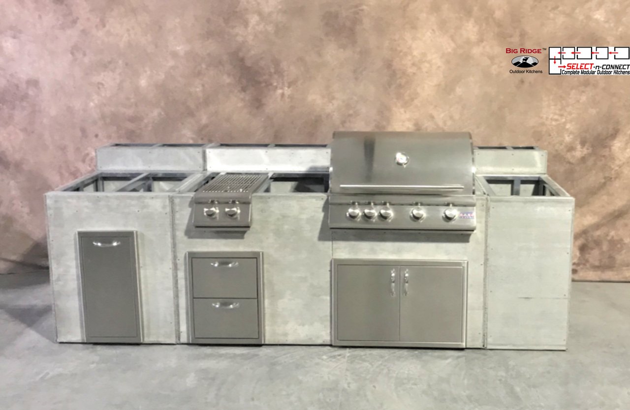 Big Ridge Outdoor Kitchens10 Foot Bunting Ready to Finish Linear Outdoor Kitchen with Blaze Appliances Bunting-R-BLZ- BetterPatio.com